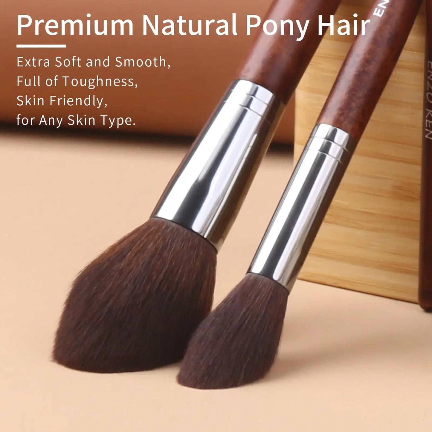Professional 14-Piece Natural Goat Hair Makeup Brush Set with Premium Wooden Handles & Travel Case