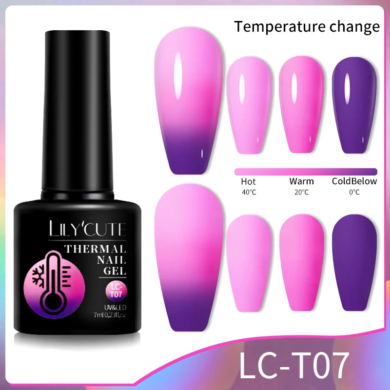 LILYCUTE Thermal Gel Nail Polish 7ml - Temperature Color Changing UV LED