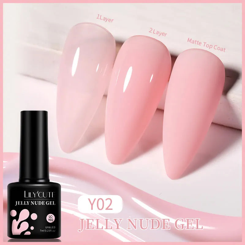 LILYCUTE 7ML Jelly Amber Gel Nail Polish Nail Art Dark Bloom Leopard