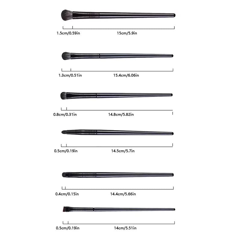 Professional Eye Makeup Brush Set - 6 Piece Soft Contour & Eyeshadow Brushes