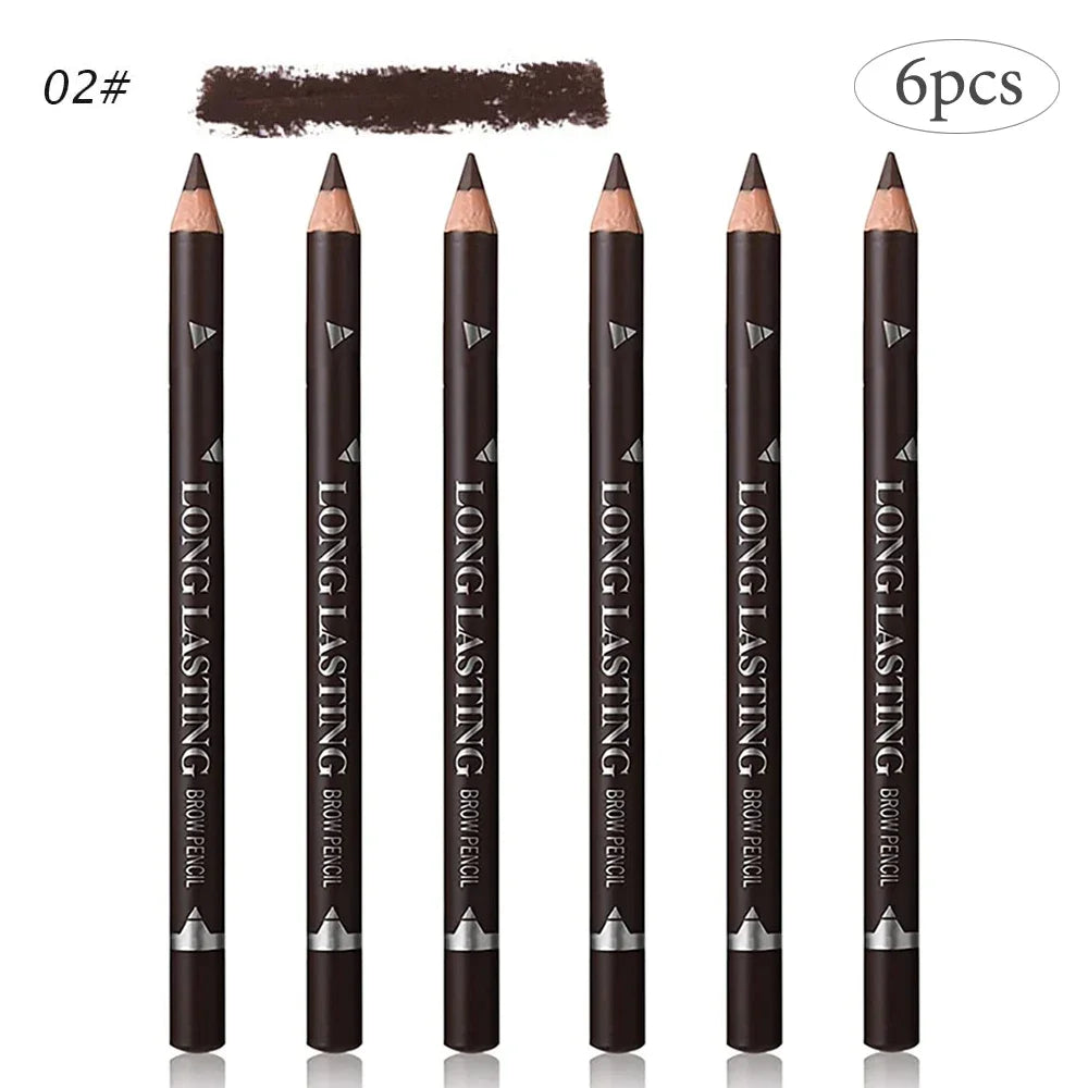 Eye Brow Pencil Set - 6/12Pcs Waterproof Professional Natural Black Brown