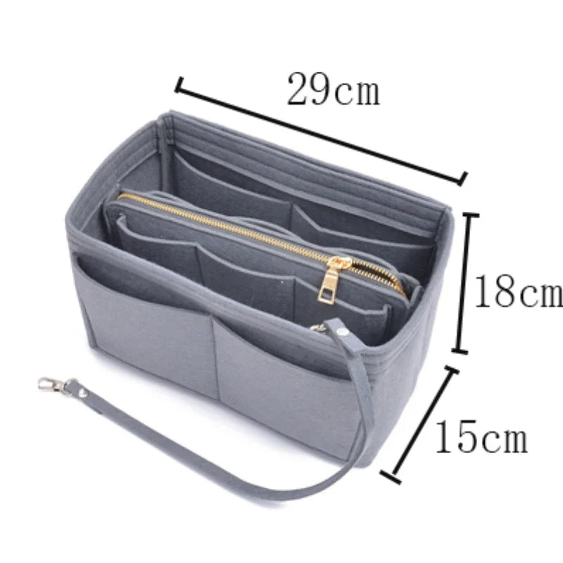 Large Capacity Felt Makeup Storage Bag - Bag-in-Bag Travel Organizer