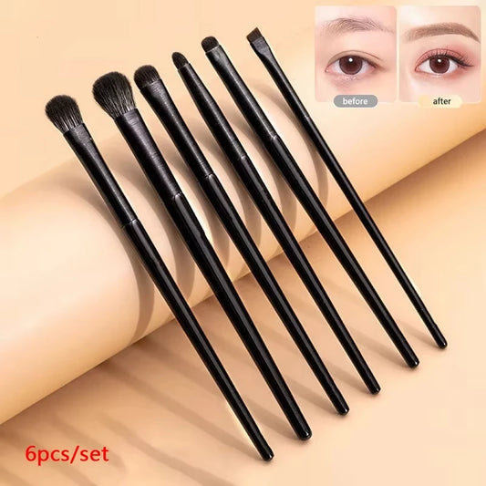 Professional Eye Makeup Brush Set - 6 Piece Soft Contour & Eyeshadow Brushes