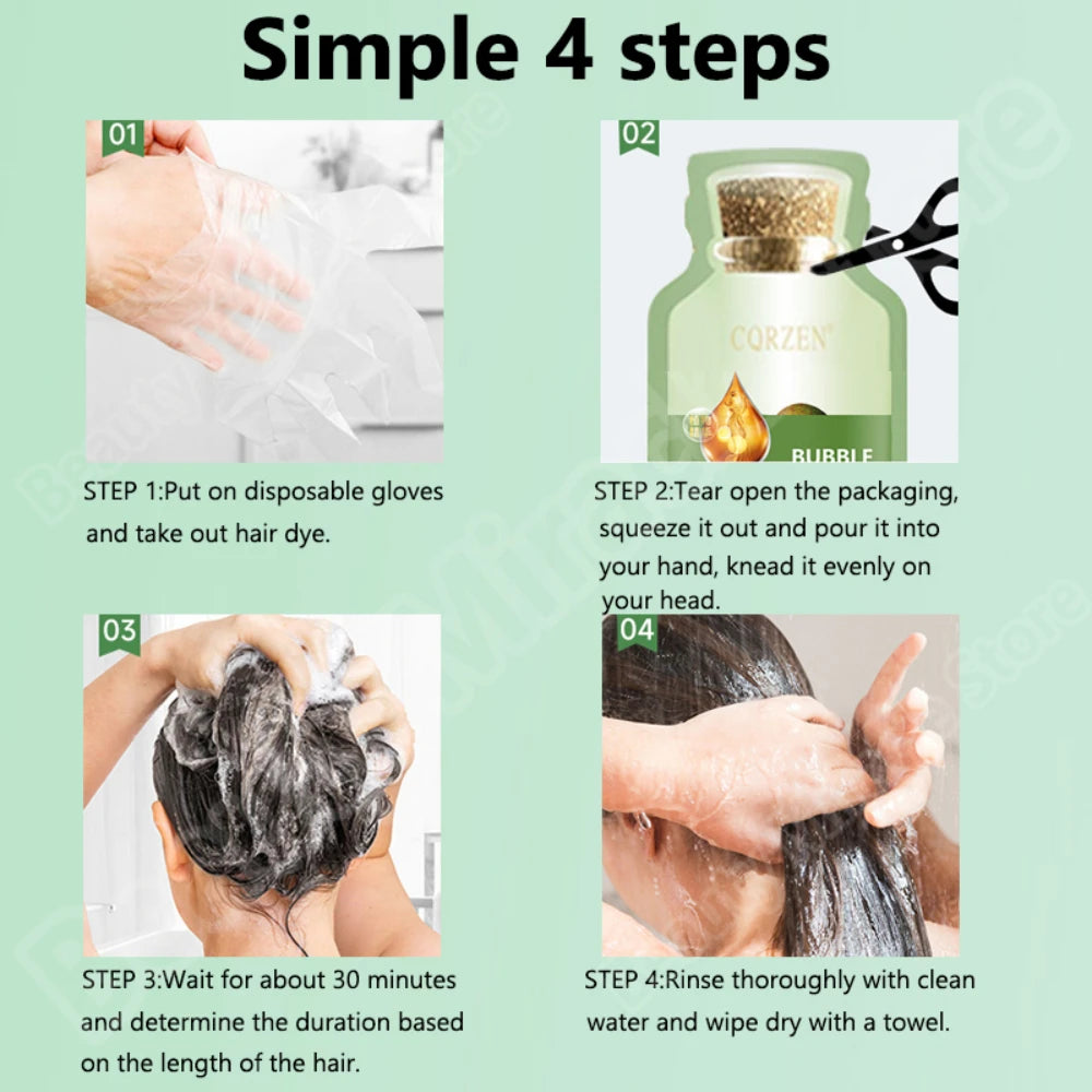 Natural Herbal Hair Dye Shampoo - 5-Minute Gray Coverage Treatment for Women & Men