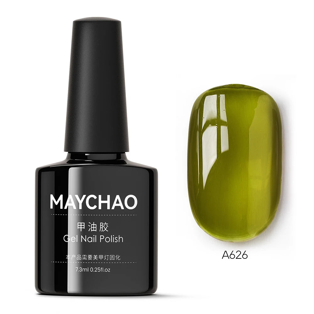 MAYCHAO Transparent Jelly Gel Nail Polish - 7.3ml Semi-Permanent Nude Collection