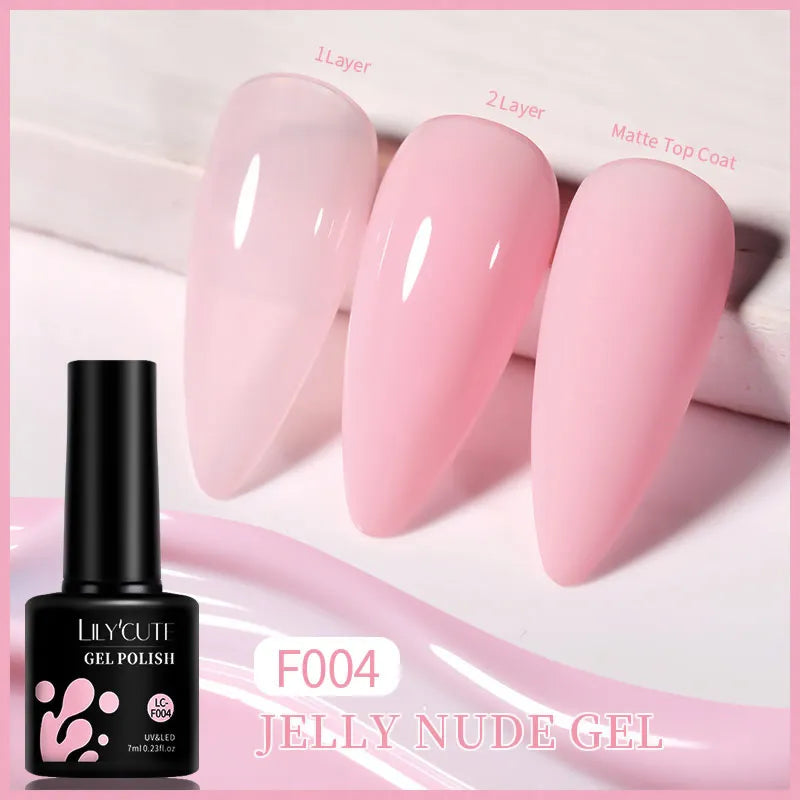 LILYCUTE 7ML Jelly Amber Gel Nail Polish Nail Art Dark Bloom Leopard