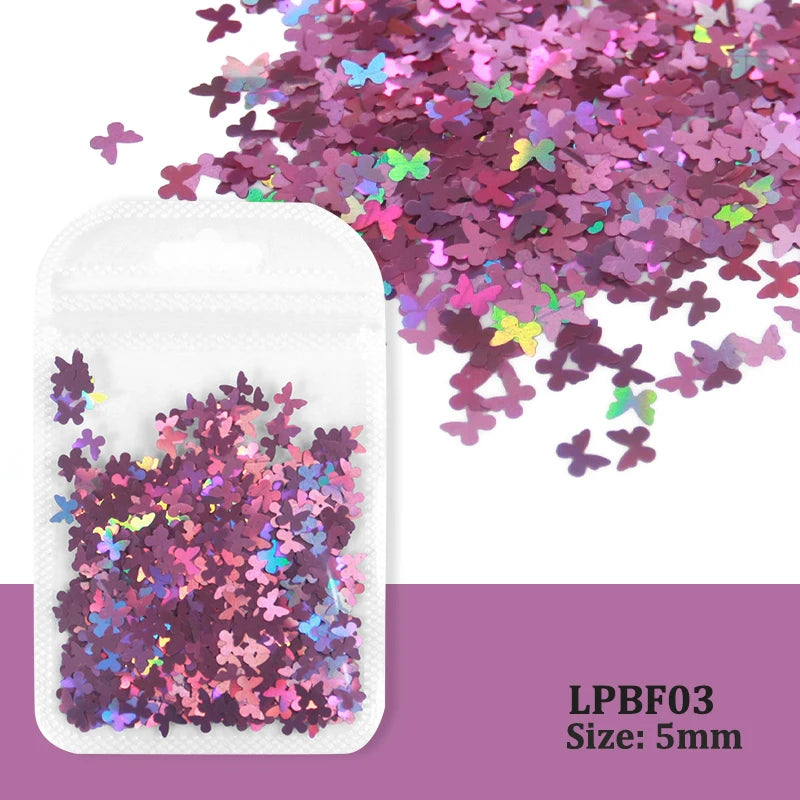 Holographic Nail Art Glitter - Laser Star & Butterfly Sequins (2g)