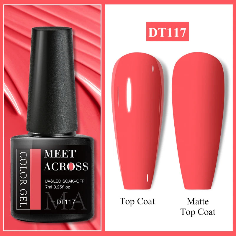 MEET ACROSS Wine Red Gel Nail Polish - 7ml Long-Lasting French Manicure