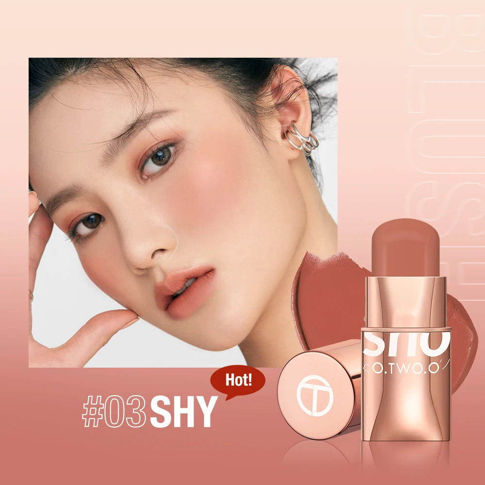 O.TWO.O 3-in-1 Blush Stick - Multi-Use Cream Blush for Lips, Cheeks & Eyes
