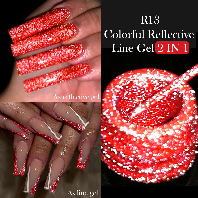 LILYCUTE 5ML Reflective Glitter Liner Gel Polish Nail Art Champagne Sparkling Lines