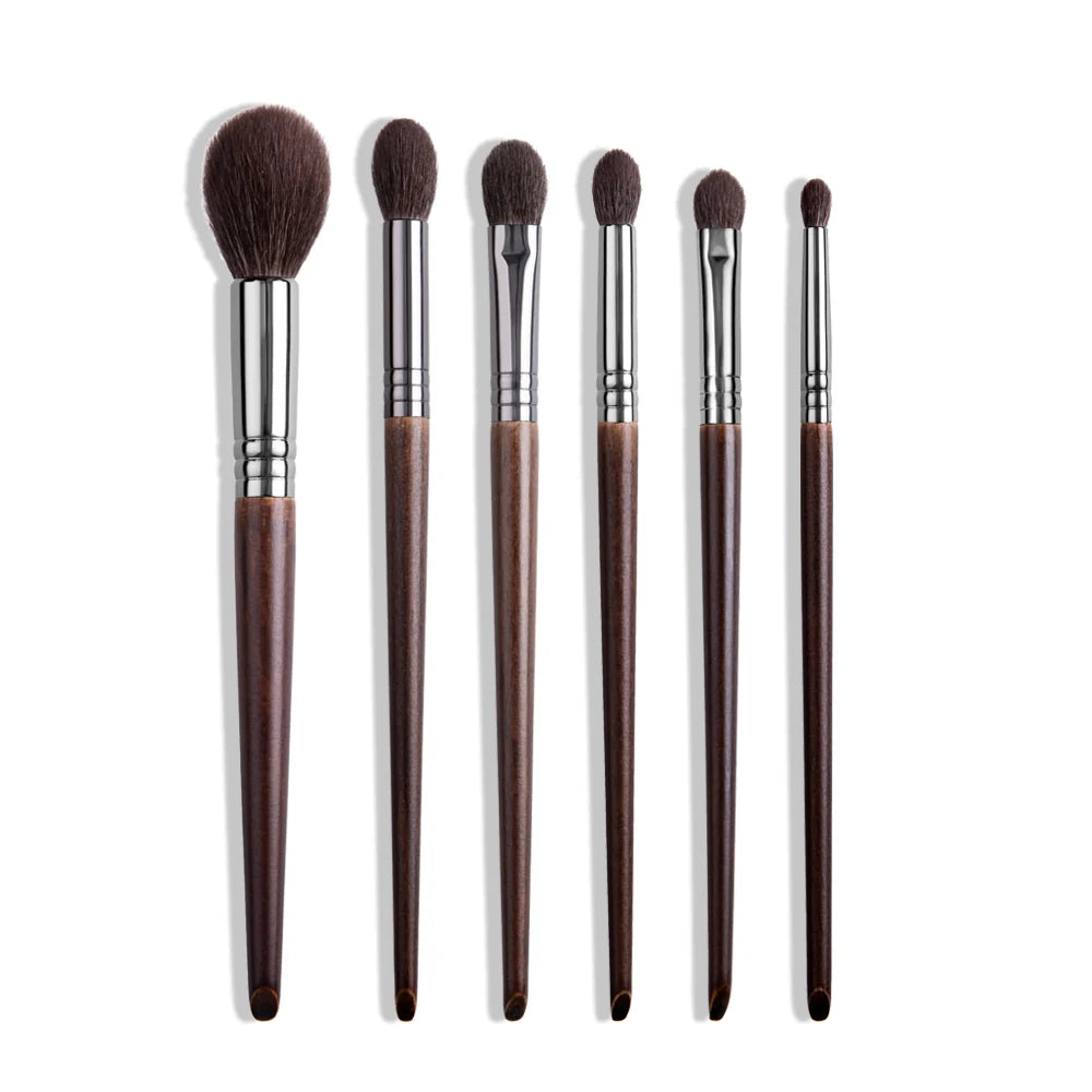 Professional 14-Piece Natural Goat Hair Makeup Brush Set with Premium Wooden Handles & Travel Case