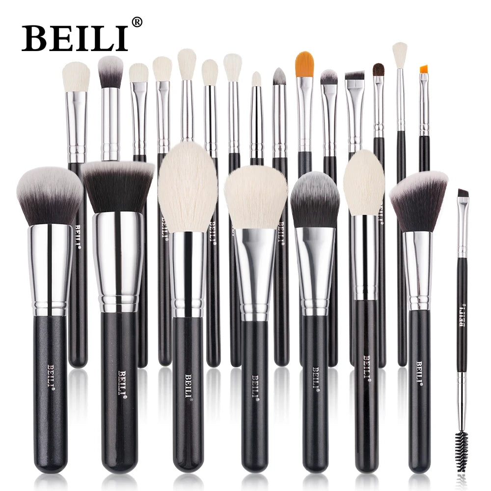 BEILI Professional Makeup Brush Set - 30 Piece Natural Hair Collection