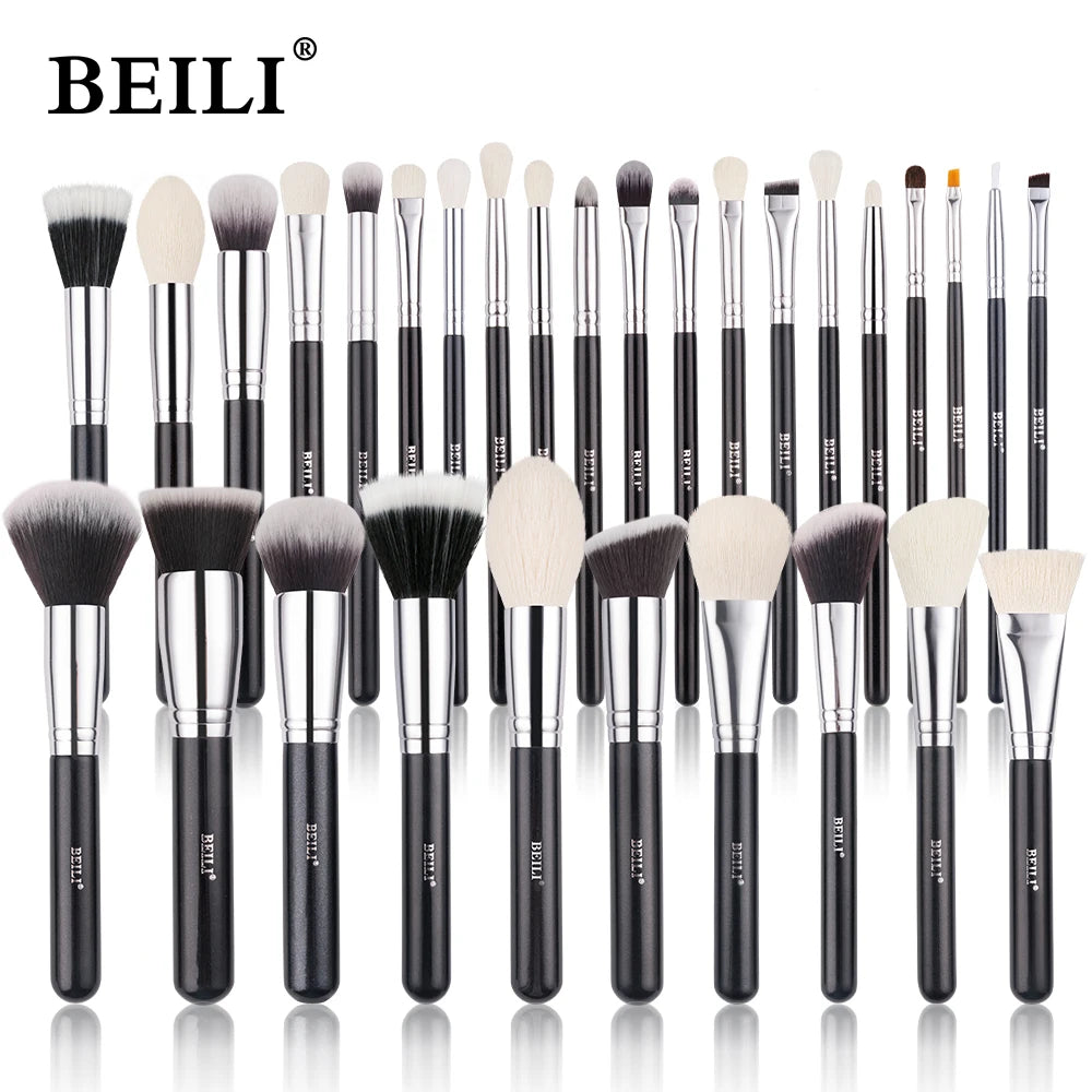 BEILI Professional Makeup Brush Set - 30 Piece Natural Hair Collection