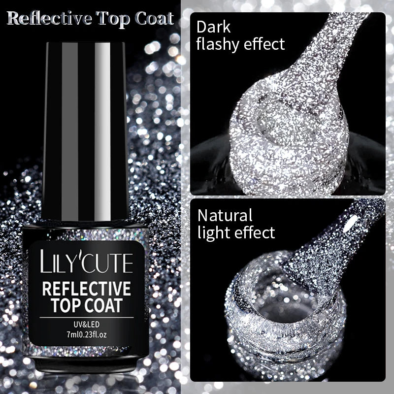 LILYCUTE 5ML Reflective Glitter Liner Gel Polish Nail Art Champagne Sparkling Lines