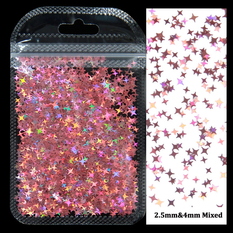 Holographic Nail Art Glitter - Laser Star & Butterfly Sequins (2g)