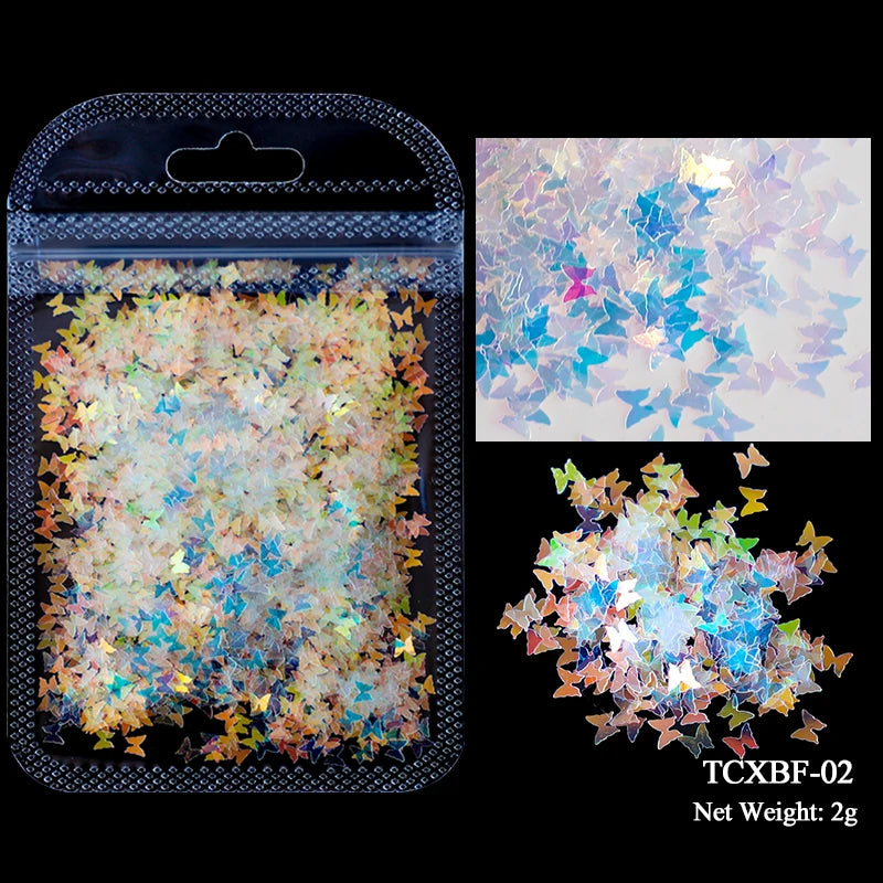 Holographic Nail Art Glitter - Laser Star & Butterfly Sequins (2g)