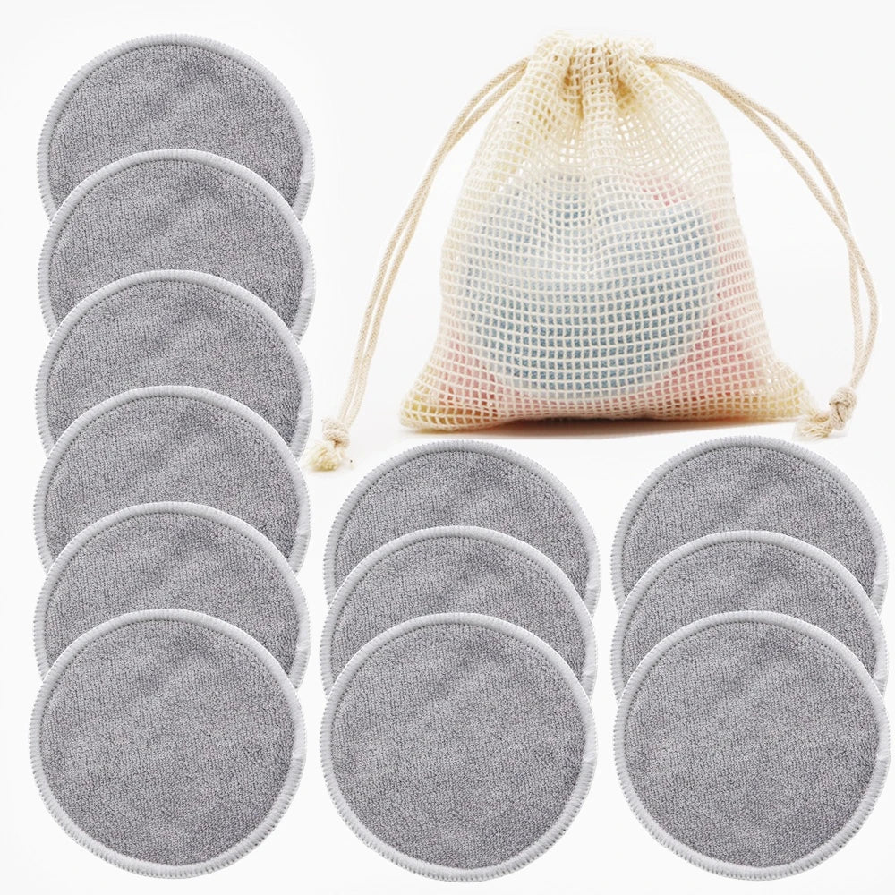 Reusable Bamboo Makeup Remover Pads 12pcs/Bag Washable Rounds Cleansing Facial Cotton Make
