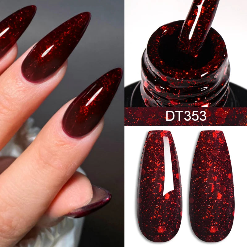 MEET ACROSS Wine Red Gel Nail Polish - 7ml Long-Lasting French Manicure