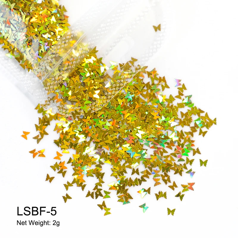 Holographic Nail Art Glitter - Laser Star & Butterfly Sequins (2g)