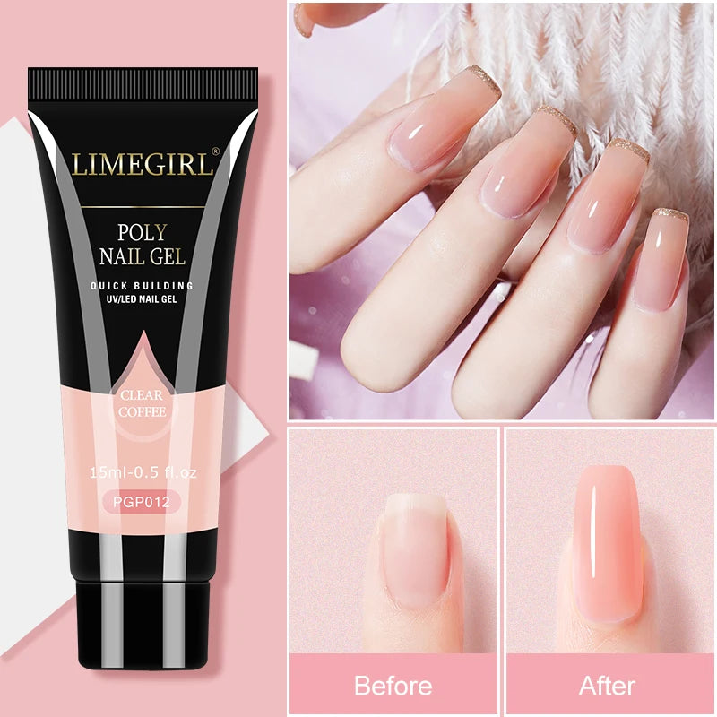 Professional Poly Nail Gel Extension Kit - 15ml Salon Quality Gel Polish Set
