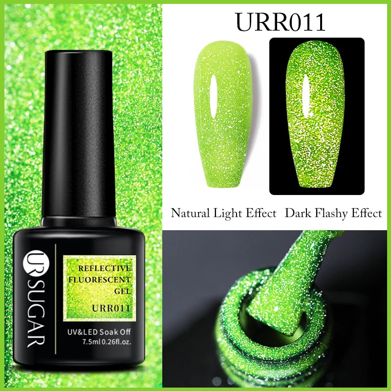 UR SUGAR Reflective Glitter Gel Polish - 7.5ml Pink Sequins Nail Art