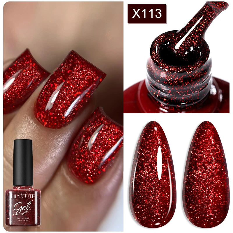 LILYCUTE 5ML Reflective Glitter Liner Gel Polish Nail Art Champagne Sparkling Lines