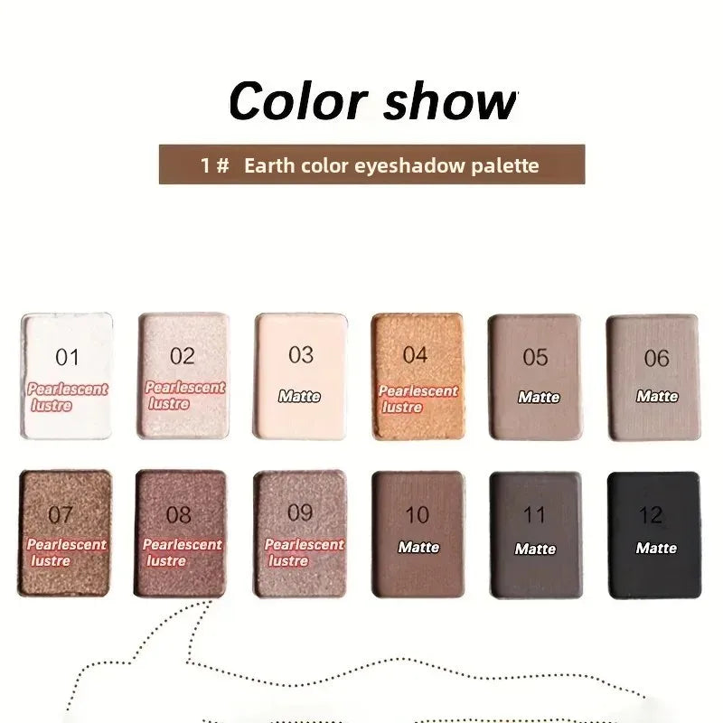 Curated Radiance Professional 12-Color Eyeshadow Palette - Natural Shimmer & Matte Nudes Collection