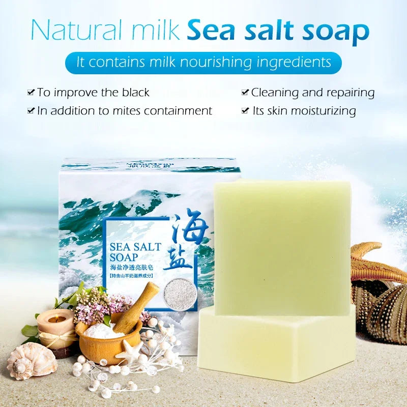 Sea Salt Soap Whitening Moisturizing Wash Base Removal Pimple Pores Acne Treatment