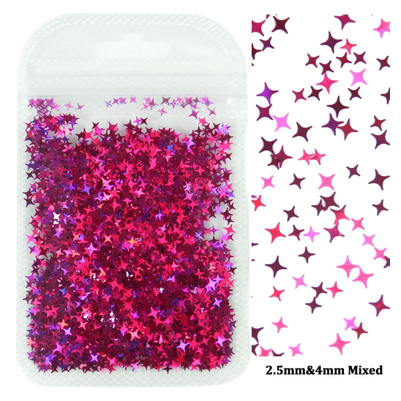 Holographic Nail Art Glitter - Laser Star & Butterfly Sequins (2g)