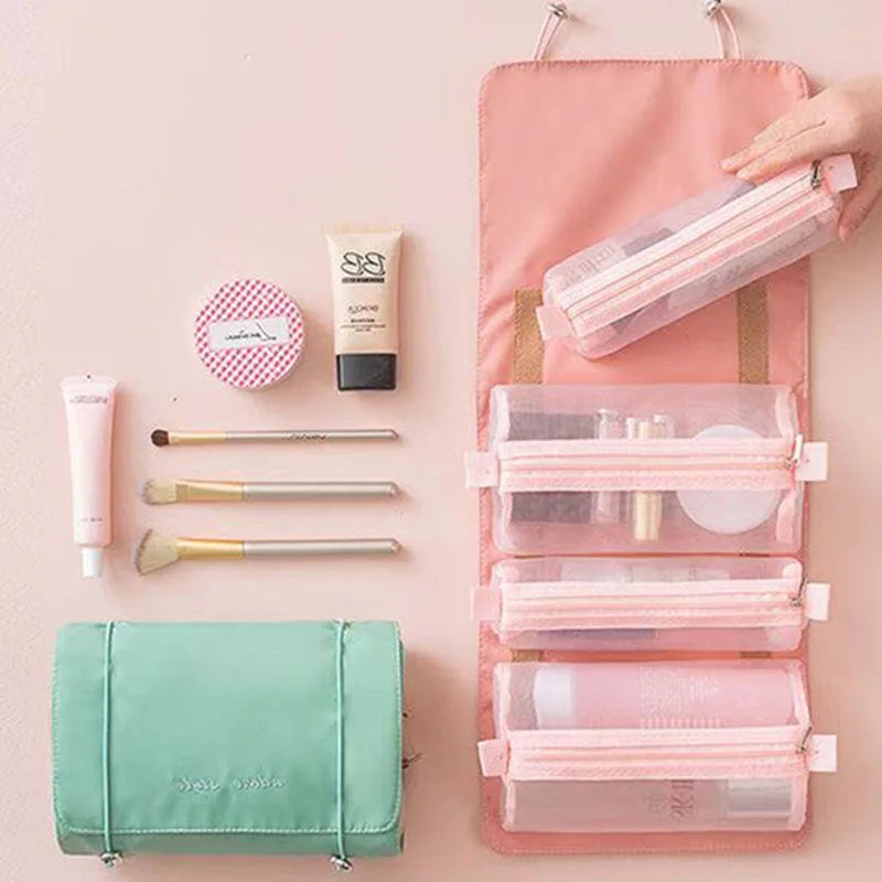 4-in-1 Separable Cosmetic Bag Set - Mesh Travel Makeup Organizer