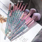 Professional 10-Piece Makeup Brush Set with Metal Handles - Premium Nylon Bristles