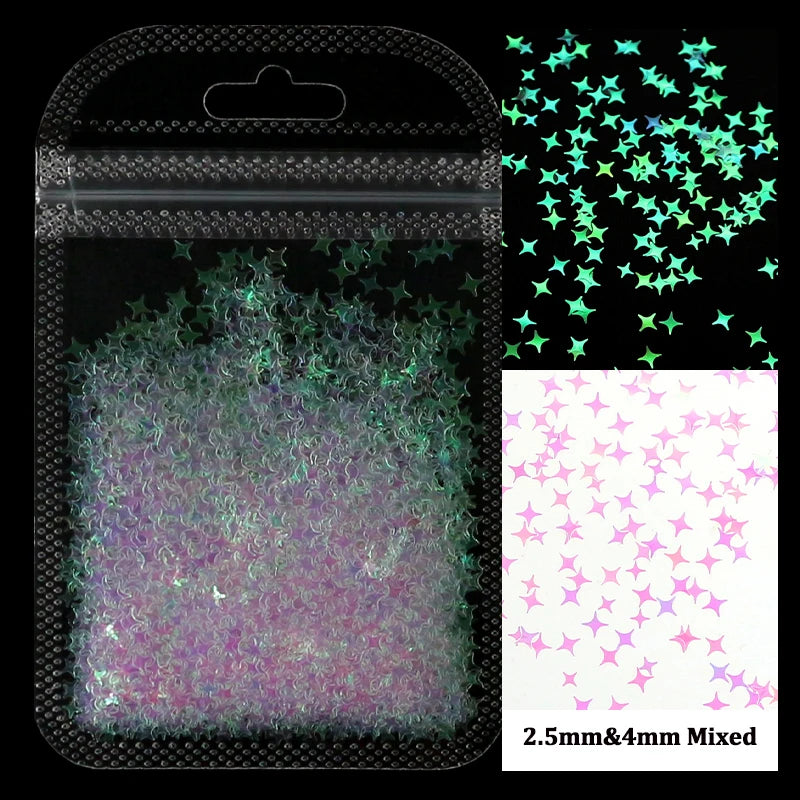 Holographic Nail Art Glitter - Laser Star & Butterfly Sequins (2g)