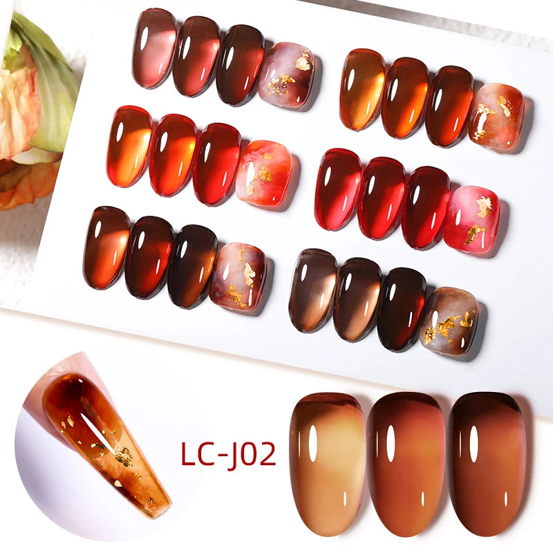 LILYCUTE 7ML Jelly Amber Gel Nail Polish Nail Art Dark Bloom Leopard