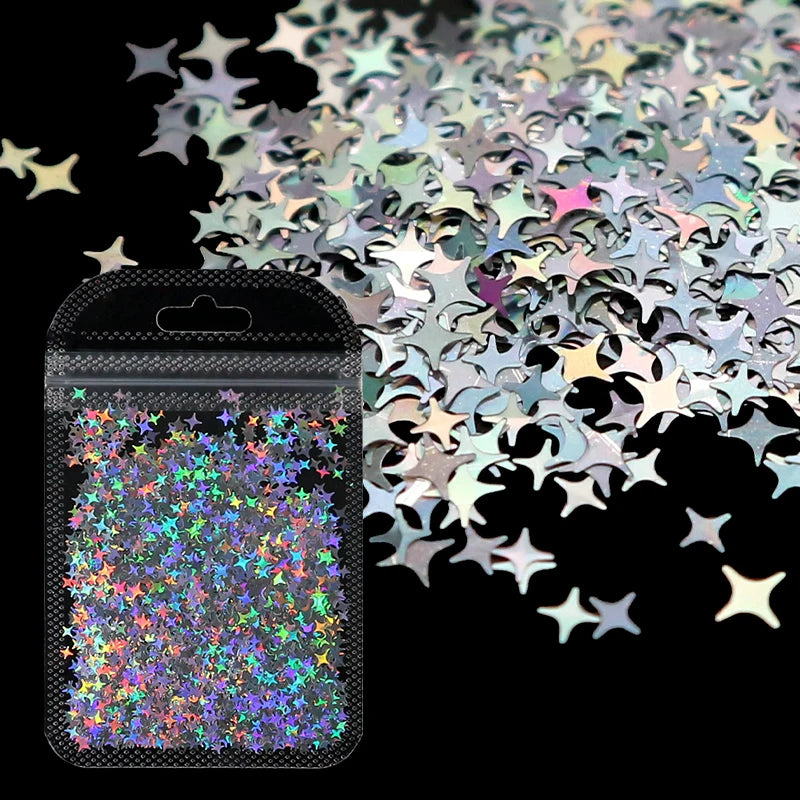 Holographic Nail Art Glitter - Laser Star & Butterfly Sequins (2g)