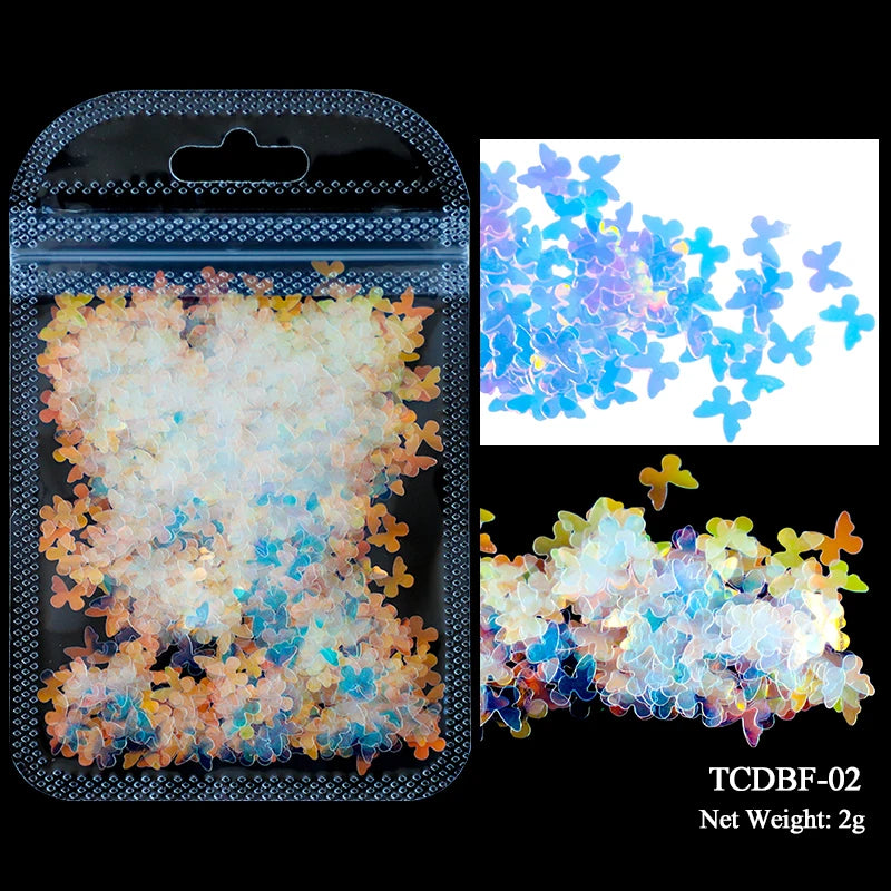 Holographic Nail Art Glitter - Laser Star & Butterfly Sequins (2g)