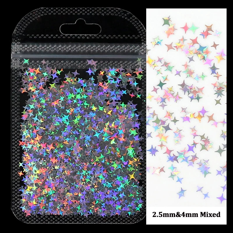 Holographic Nail Art Glitter - Laser Star & Butterfly Sequins (2g)