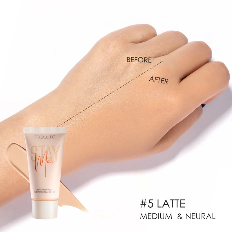 Waterproof Liquid Foundation Cream - Full Coverage Oil-Control Long-Lasting