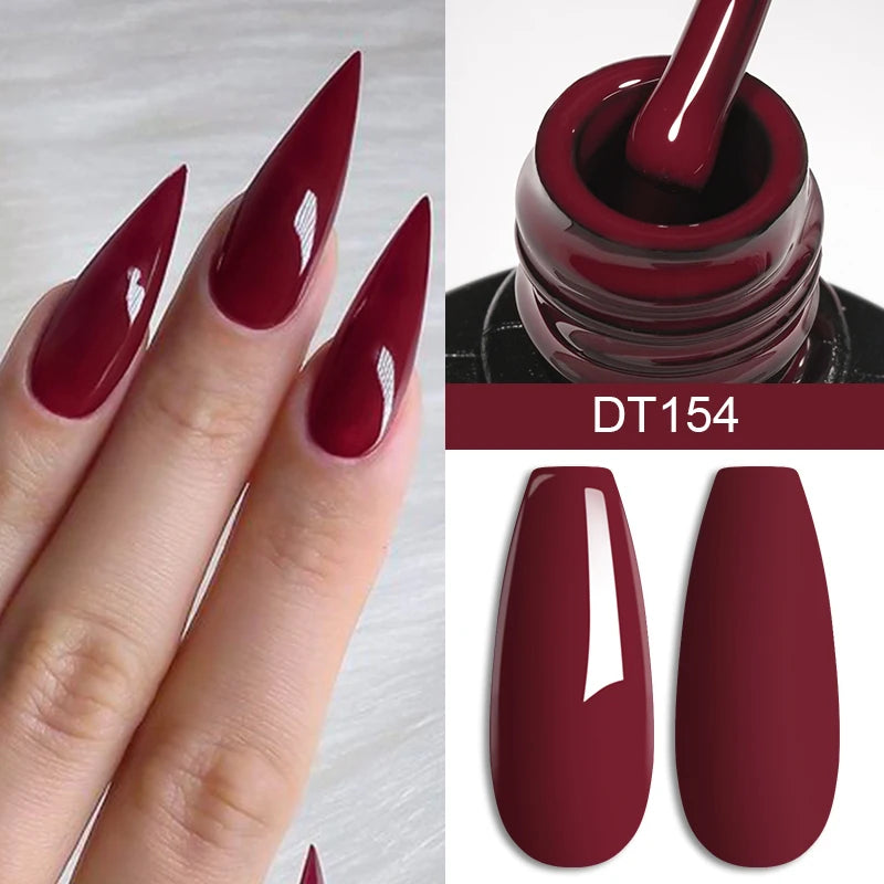 MEET ACROSS Wine Red Gel Nail Polish - 7ml Long-Lasting French Manicure
