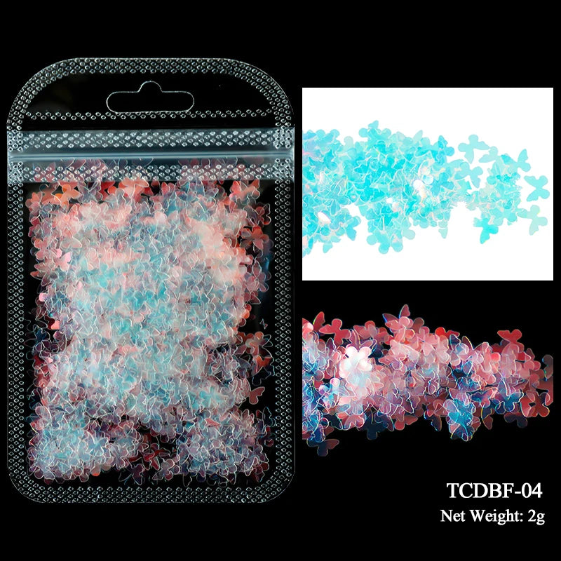 Holographic Nail Art Glitter - Laser Star & Butterfly Sequins (2g)