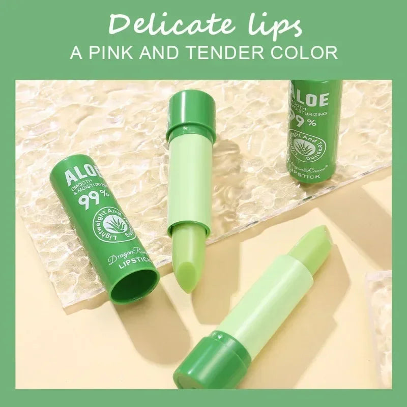 Aloe Vera Color-Changing Lip Balm - pH Reactive Moisturizing Lipstick for Natural Personalized Shade