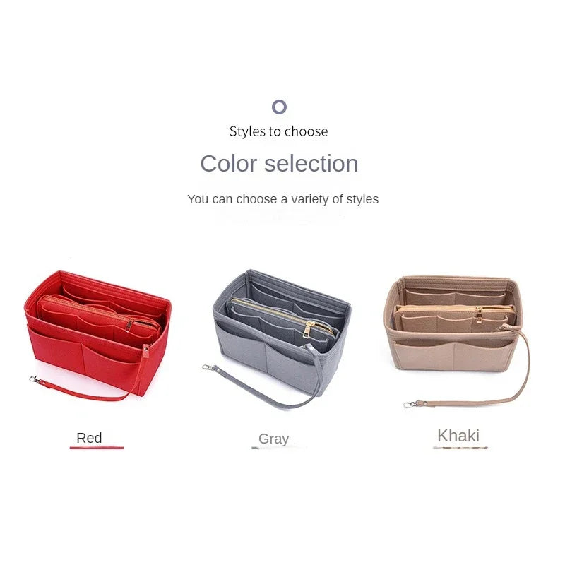 Large Capacity Felt Makeup Storage Bag - Bag-in-Bag Travel Organizer