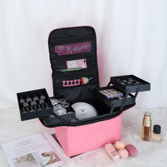 Multi-Layer Waterproof Nail Art & Makeup Tool Box - Professional Beauty Storage