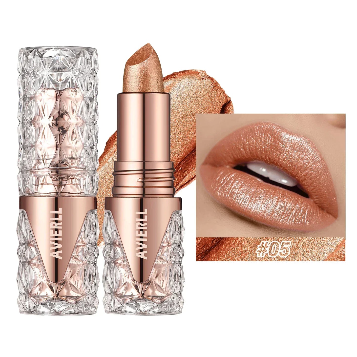 XMSJ Quicksand Gold Glitter Lipstick - Moisturizing Long-Lasting Waterproof Lip Color 3.8g