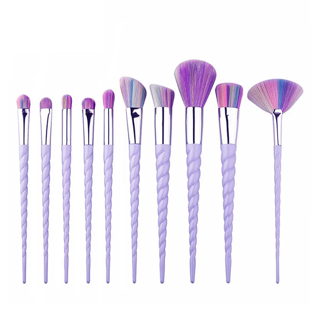 Professional Unicorn Makeup Brush Set - 10 Piece Collection