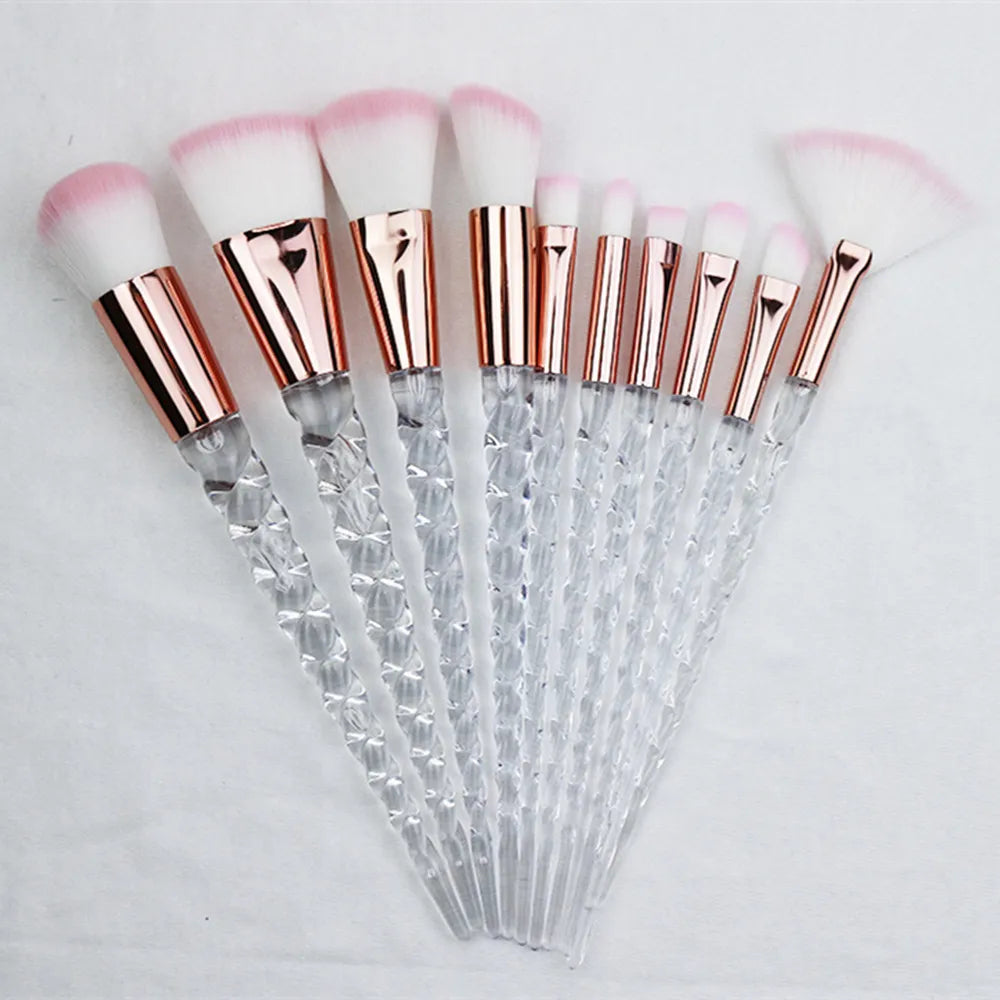 Professional Unicorn Makeup Brush Set - 10 Piece Collection