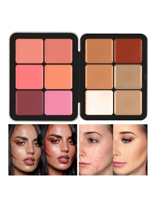 12 Color Blush Concealer Set - Waterproof Face Contour Cream Palette