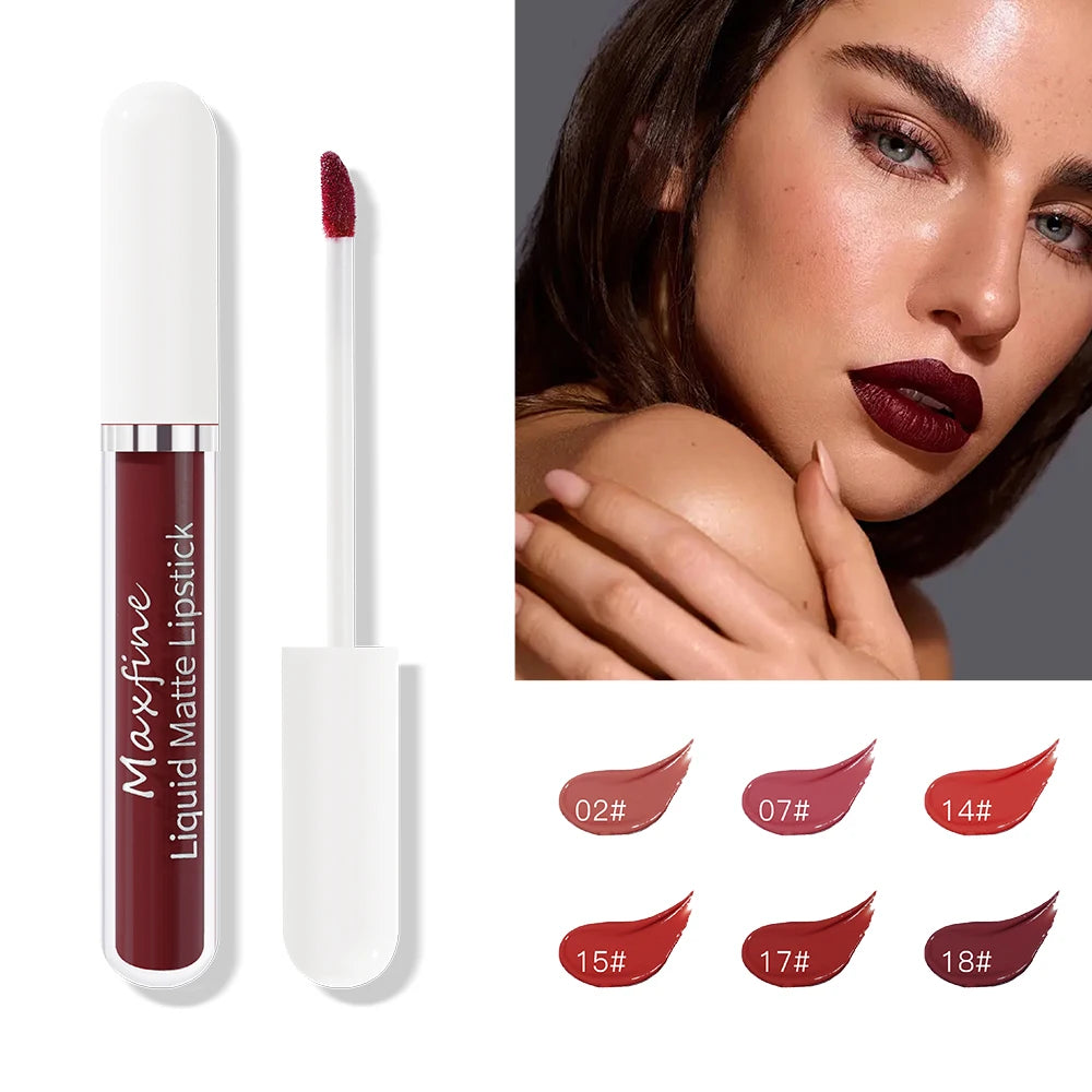 MAXFINE Matte Liquid Lipstick - Waterproof Long-Lasting Velvet Lip Glaze 2.5ml