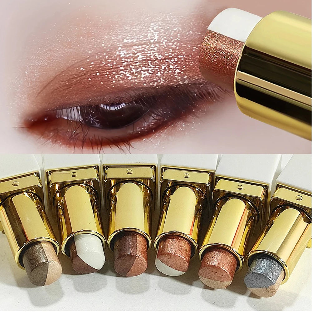 Double Color Eyeshadow Stick - Waterproof Glitter Shimmer Metallic