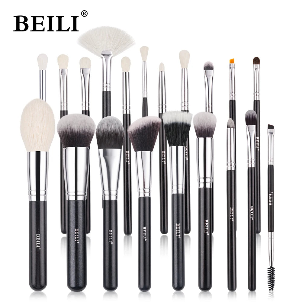 BEILI Professional Makeup Brush Set - 30 Piece Natural Hair Collection