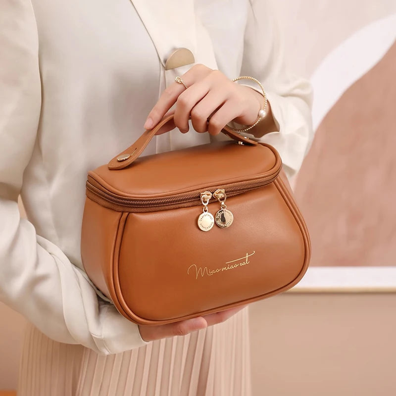 Luxury PU Leather Cosmetic Bag - Multi-Functional Travel Makeup Case
